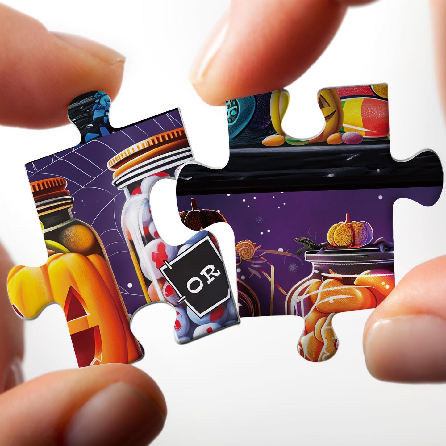 Halloween Horror Candy Jigsaw Puzzle 1000 Piece for mature-themed  Magic Fall Holiday Pumpkin Jigsaw Puzzles  Funny Art Aesthetic Colorful Puzzle