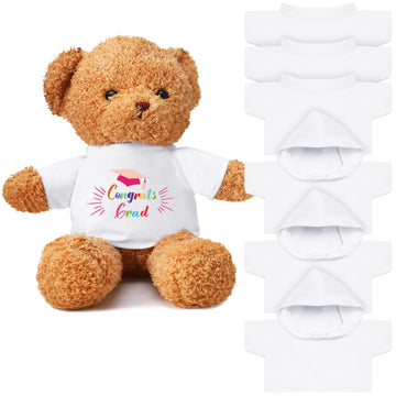6 Pcs Stuffed Bear White Clothes Tshirts For Sublimation Classic Hoodie, Stuffed Animal Clothes For 4-18 Inch Diy, Stuffed Animal Personalized Gift For Mother'S Day, Graduation, Birthday