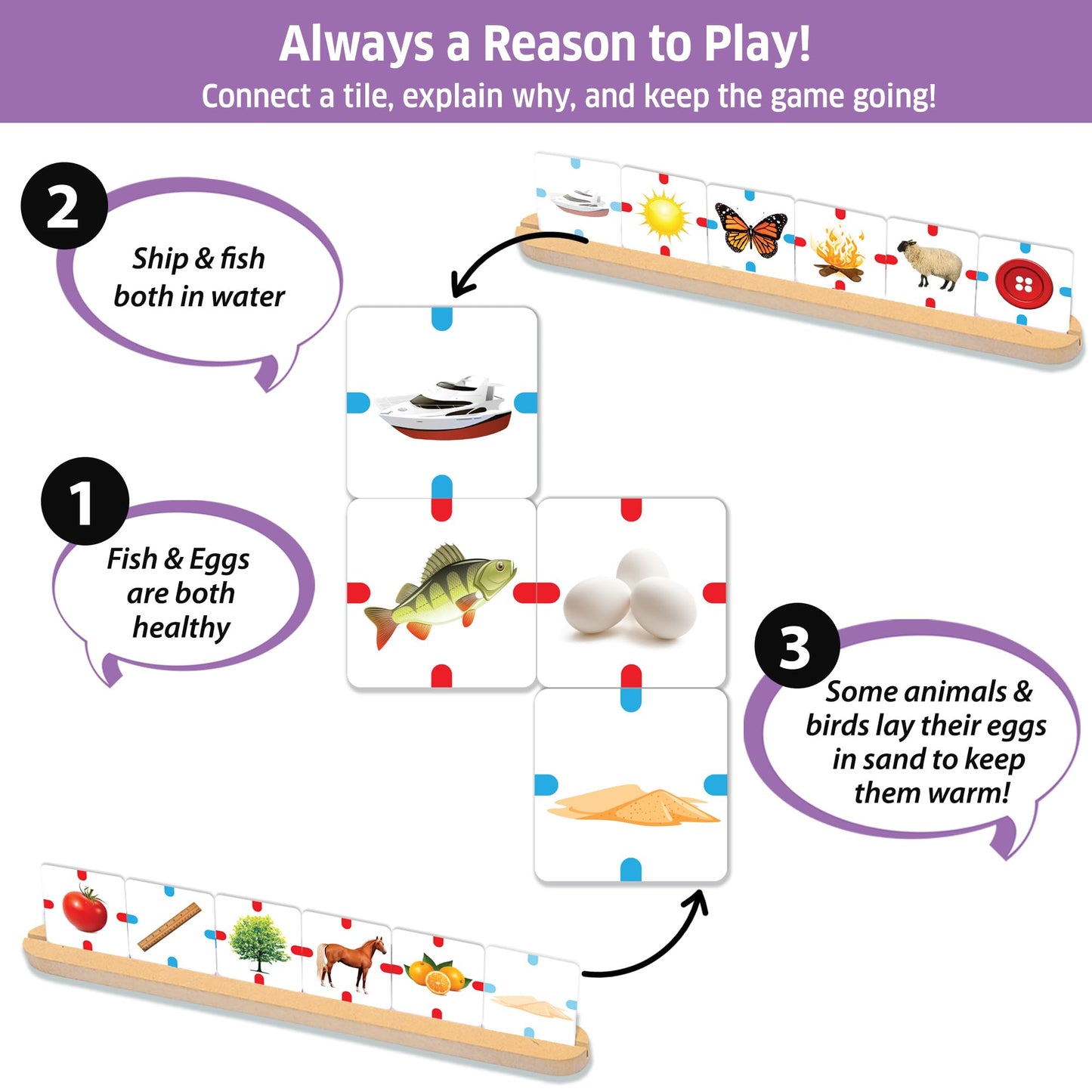 Chalk and Chuckles Why Connect Logic & Language Game, 267x216mm, Cardboard, Multicolor, Model CC-017, for Ages 6-12