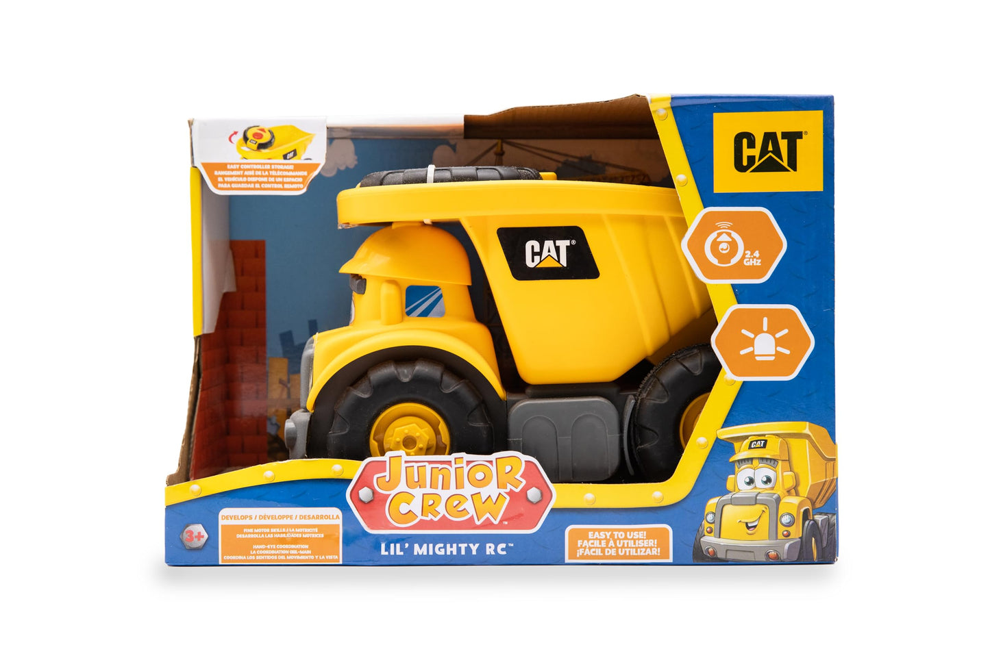 CAT Construction Toys, Junior Crew Lil' Movers Remote Control Truck, RC Car + Dump Truck, Working Headlights, with Child Friendl