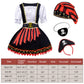 Zzihan Toddler Girls Pirate Costume Kids Pirate Princess Dress Accessories Hat Hairband Eye Patch Belt Pirate Gems Treasure Toys