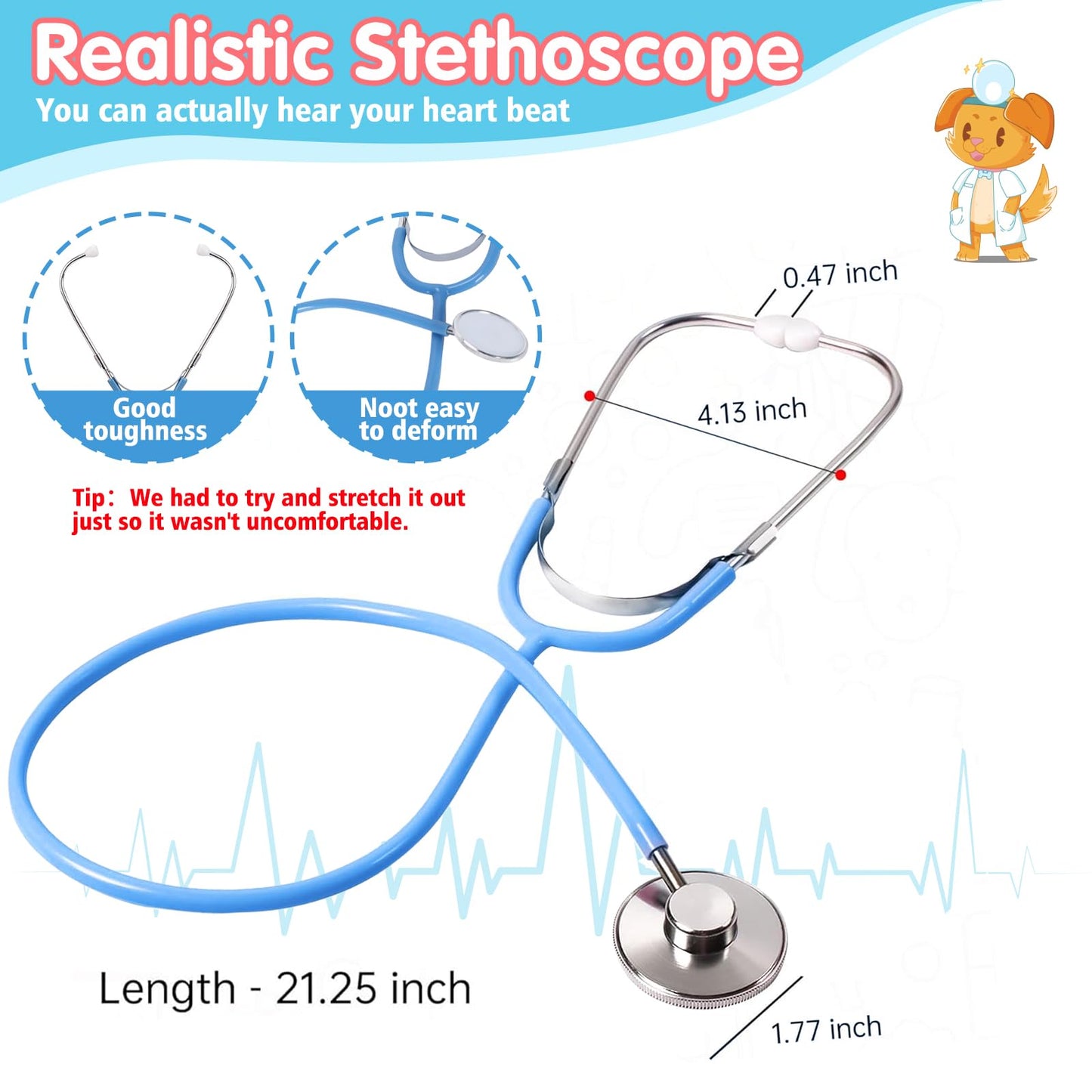 Tsomtto Doctor Kit for Toddlers 3-5 - Kids Doctor Play Set with Medical Bag & Realistic Stethoscope Dr Kit for Toddler Pretend P