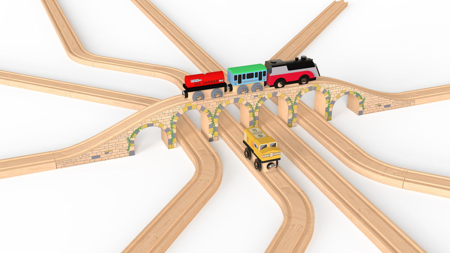 Orbrium Toys Wooden Viaduct Bridge for Thomas & Brio Trains - One Size, Model ORB-B-010