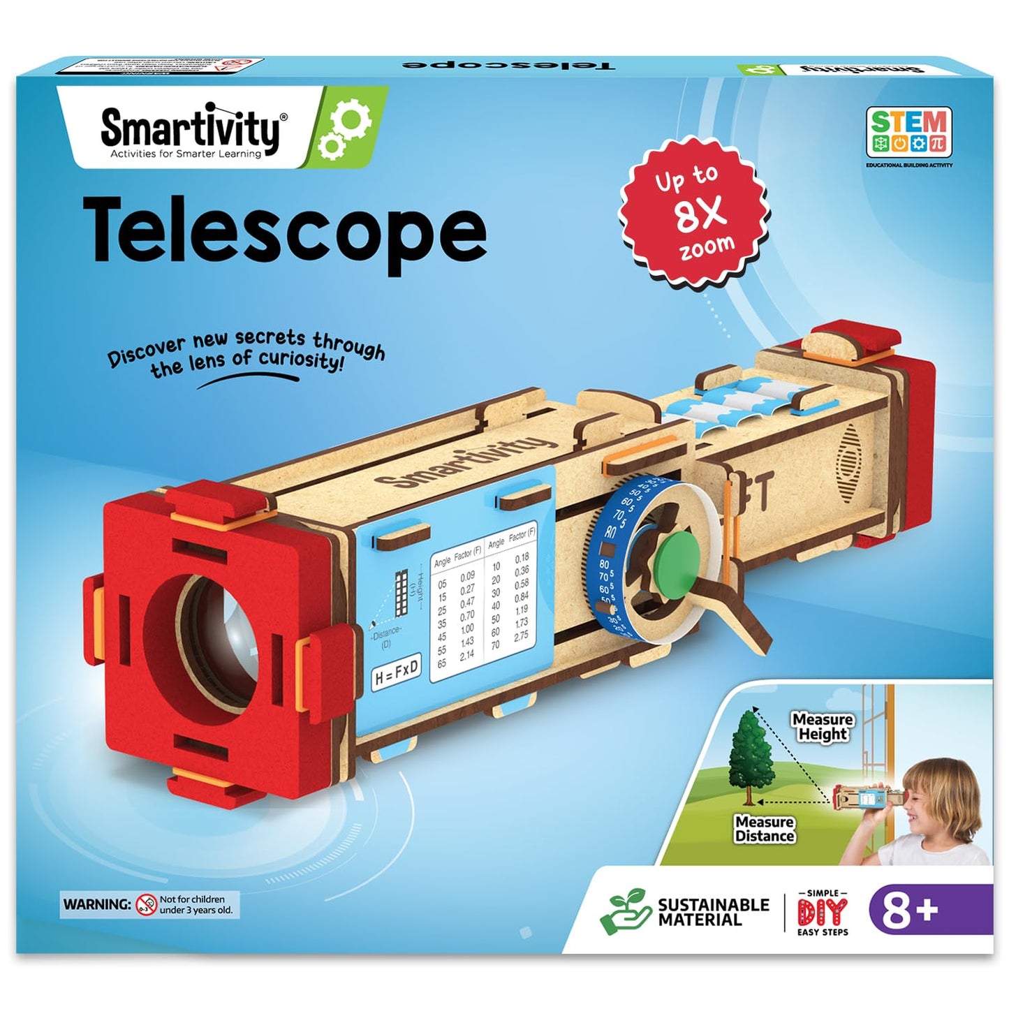 Smartivity Telescope STEM Toy | Measure Height & Distance | DIY Science Kit for Kids Ages 8-14 | Multicolor | Model SMRT1174
