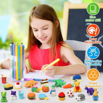 Animal Erasers For Kids 50 Pack Kids Eraser Bulk Pull Apart Erasers 3D Puzzle Erasers Classroom Rewards And Prizes Class Treasure Box Kids Party Favors Back To School Supplies Gift