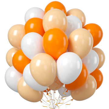 Balloons Orange And White, 50Pcs Orange Apricot White Latex Balloon, Orange White Party Balloons Birthday Balloons Decoration Fo