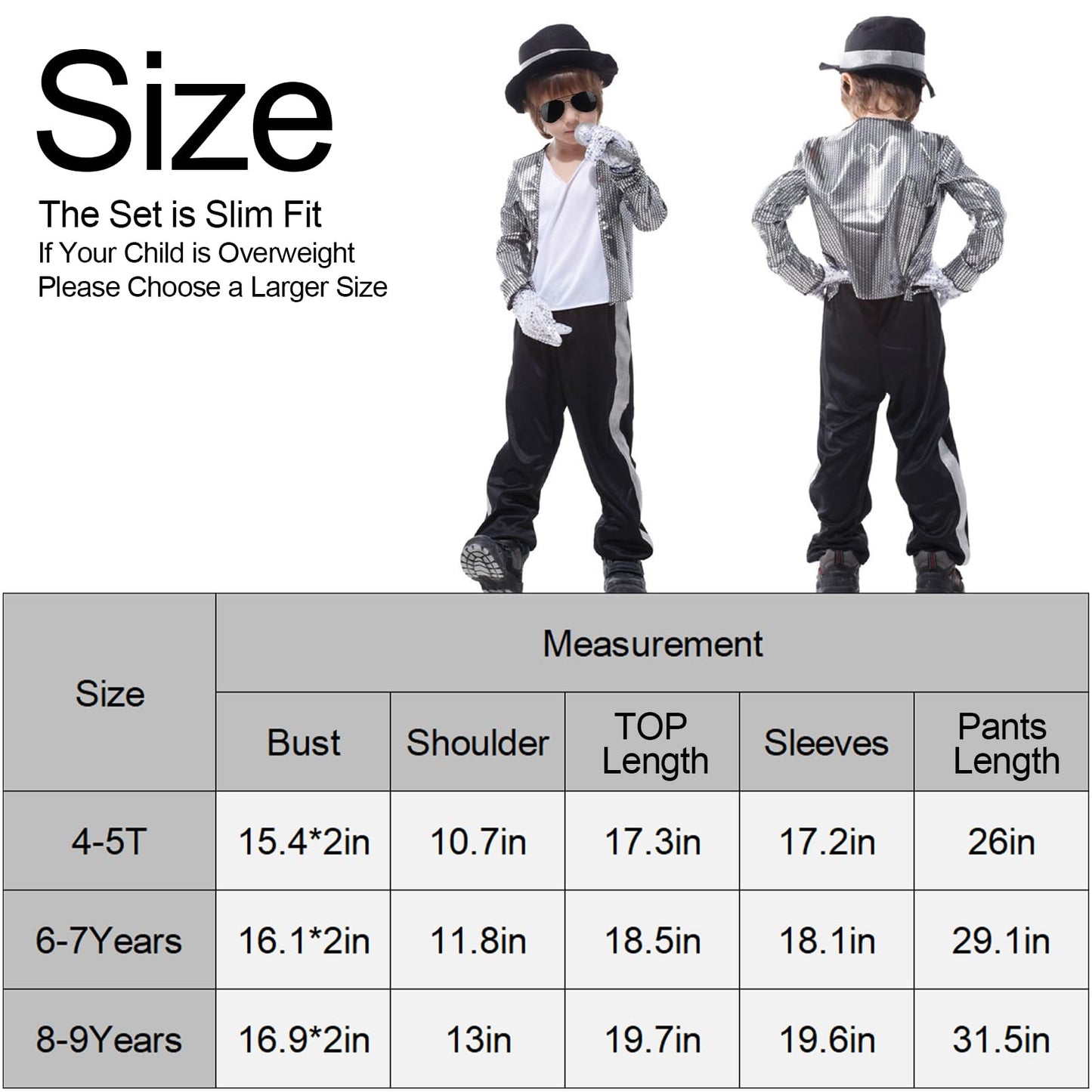 Actlati Dance Star Costume For Kids 80S 90S Pop Stage Halloween Cosplay Costume Set For Boy Hip Hop Role Play Kits 4-9 Years
