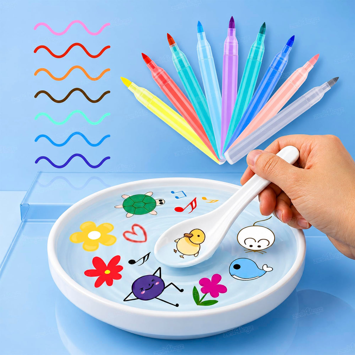 Zest 4 Toyz Magical Water Floating Pen For Kids Markers For Drawing Sketch Pen Set Water Floating Colour Pens Creative Learning 