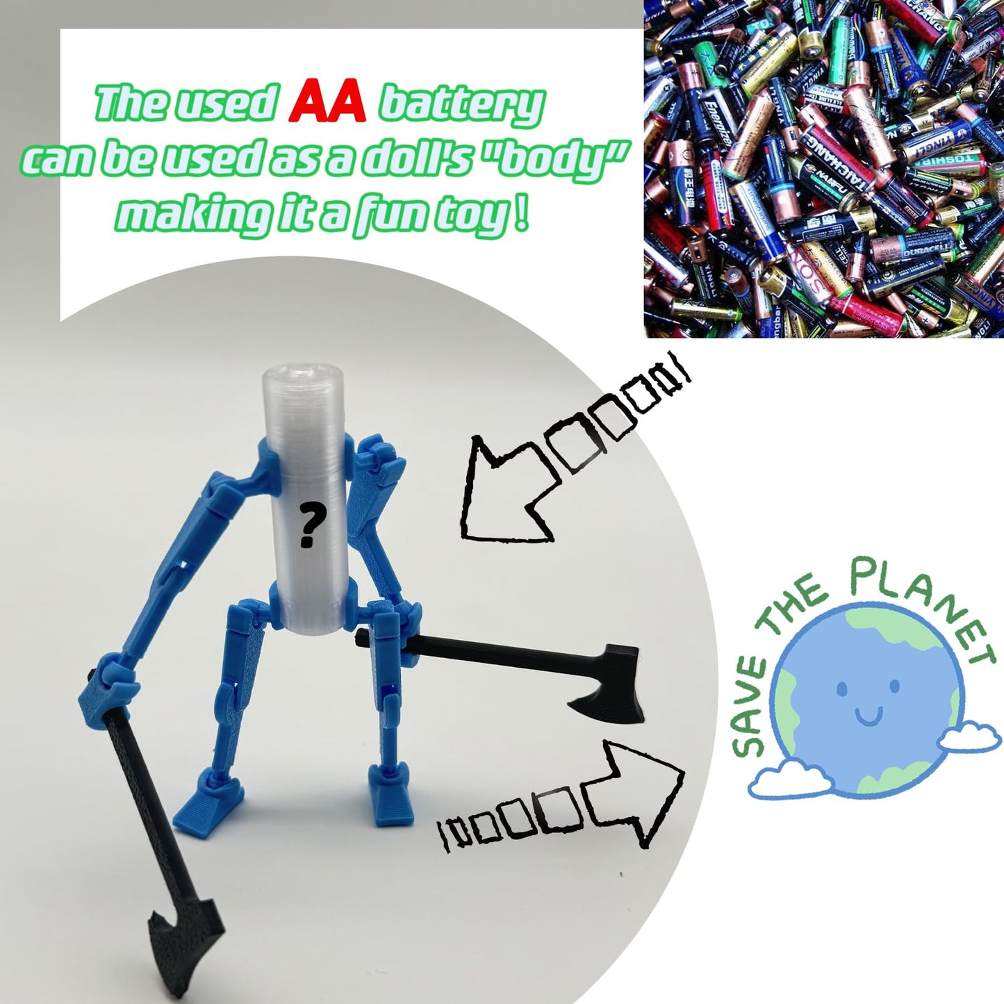 5Pcs 3D Printed Mobile Robot T13 Action Figure, Limbs Movable Figure, Environmental Protection Toys, Desktop Decoration, Creativ