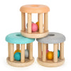 DUCKBOXX XX Montessori Infant Toys, Natural Wood Rolling Rattle Toy for Babies Ages 0m - 2yrs (White Base - 3pcs)