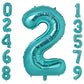 Vonokee 40 Inch Teal Blue Giant Number Balloons 2, Jumbo Digital Foil Mylar Balloon For Birthday Party Wedding Anniversary Celeb