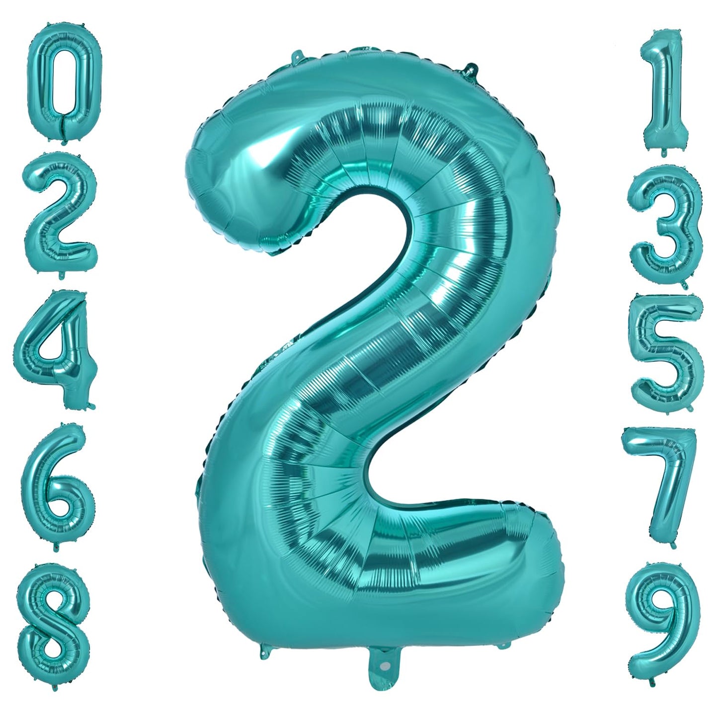 Vonokee 40 Inch Teal Blue Giant Number Balloons 2, Jumbo Digital Foil Mylar Balloon For Birthday Party Wedding Anniversary Celeb