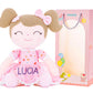 Gloveleya Personalized Doll With Your Name - Cute Floral Pink Custom Soft Plush Doll For Girls Plush Doll Customized Gifts - Muñecas De Trapo Personalizadas Para Niñas