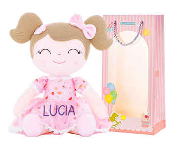 Gloveleya Personalized Doll With Your Name - Cute Floral Pink Custom Soft Plush Doll For Girls Plush Doll Customized Gifts - Muñecas De Trapo Personalizadas Para Niñas