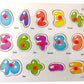 Wooden Colorful Learning Number Puzzle from 0 to 10 Numbers and Math Sign Blocks Game with Knob Educational Board Tray for Kids 
