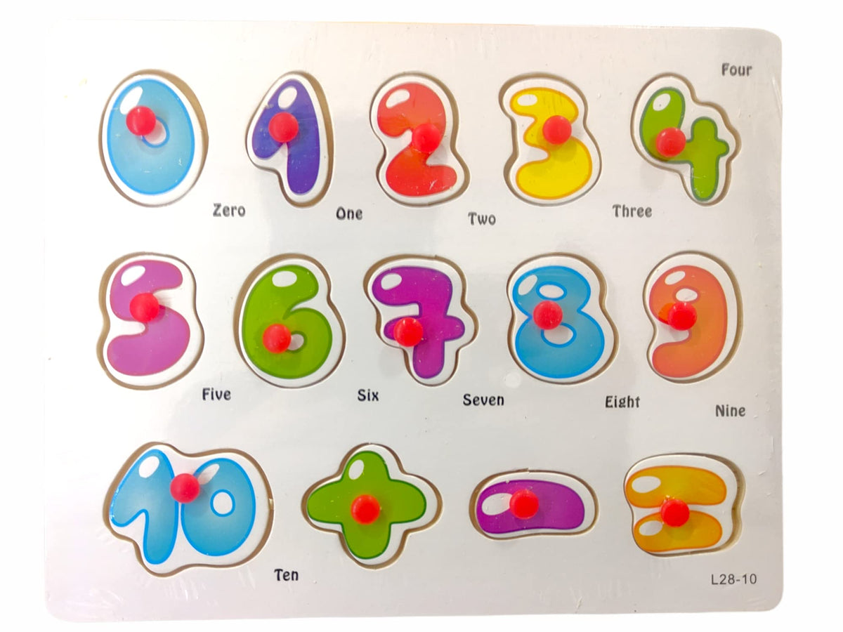 Wooden Colorful Learning Number Puzzle from 0 to 10 Numbers and Math Sign Blocks Game with Knob Educational Board Tray for Kids 
