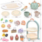 Atoylink Wooden Tea Party Set for Little Girls 28 Pcs Toddler Tea Set with Cupcake Stand & Food Pretend Play Accessories Kids Ki