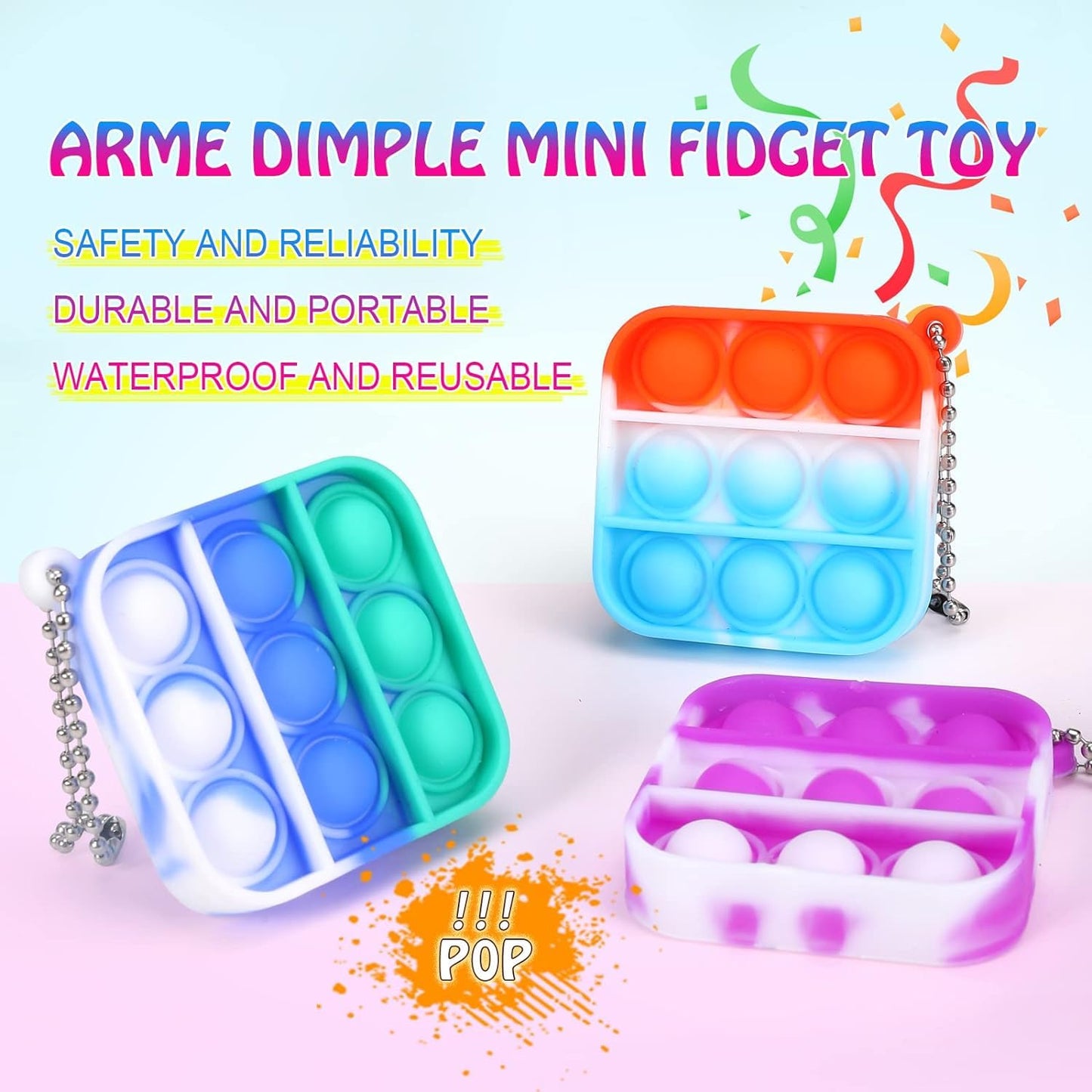 150 Pcs Mini Pop Fidget Toys Pack Party Favors, Easter Silicone Squeeze Pop Bubble Fidget Bulk Sensory Toys, Pop Keychain Bubble