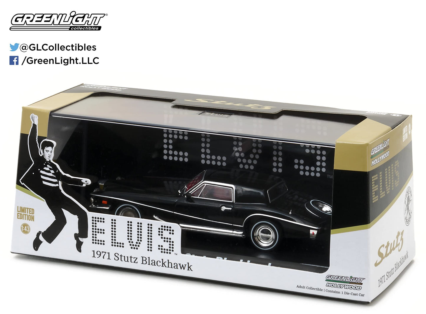 Greenlight 1/43 Stutz Blackhawk Diecast Model - Elvis Presley Edition, Black, GL86503
