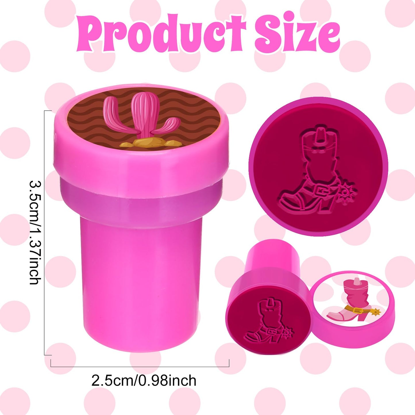 Cinrobiye 24 PCS Pink Western Cowgirl Party Stampers - Wild West Birthday Favors for Girls, Barn & Wooden House Party Supplies,