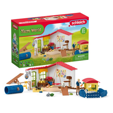 Schleich Farm World Baby Pet Animal Play Hotel With Caretaker Figurine - Large 54-Piece Playset With Dog, Cat, Bunny, Plus Accessories And More, Imagination For Boys And Girls, Gift For Kids Age 3+