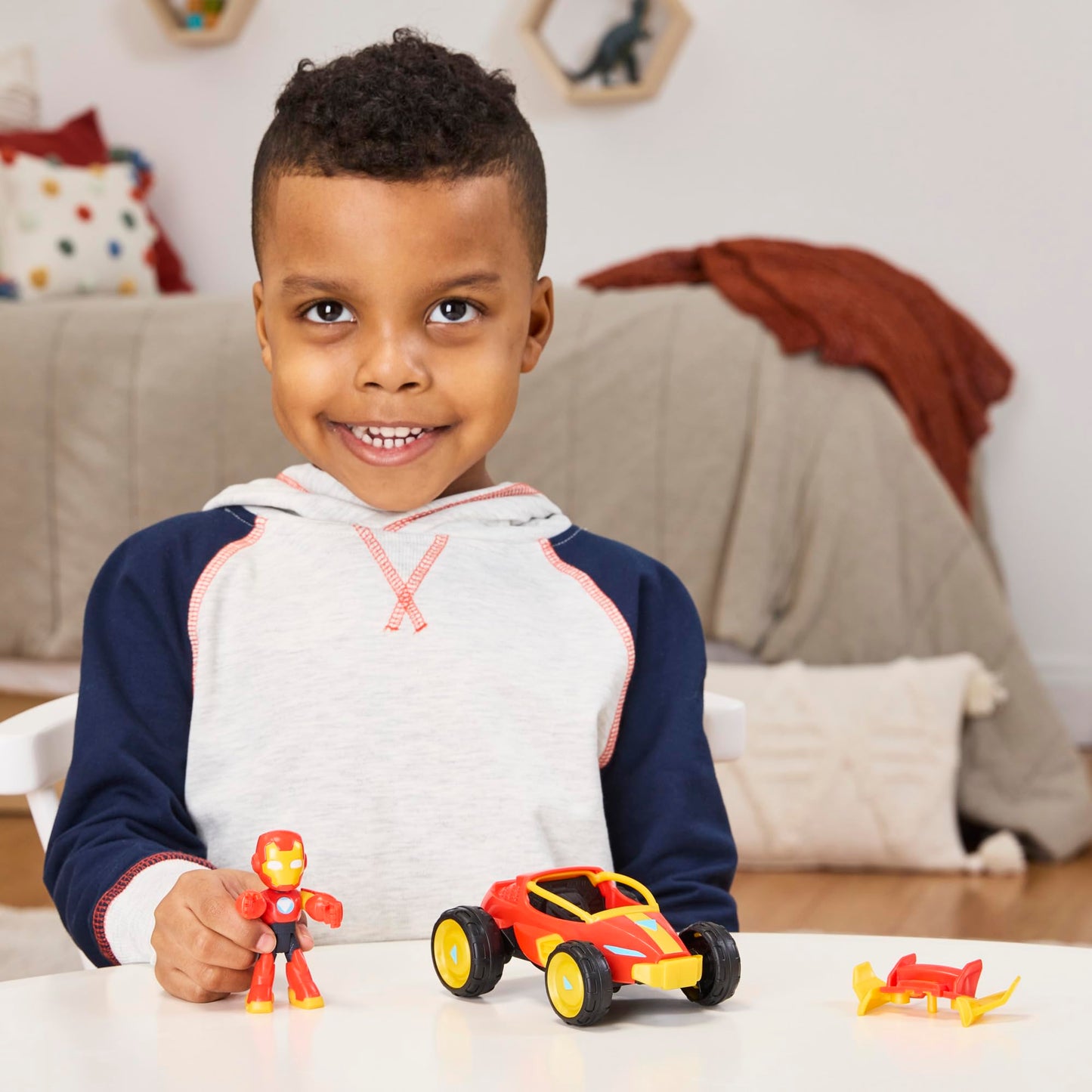 IRON MAN AND HIS AWESOME FRIENDS Marvel Iron Racer Action Figure & Toy Vehicle  3-Inch Action Figures  Super Hero Toys for Kids  Ages 3+