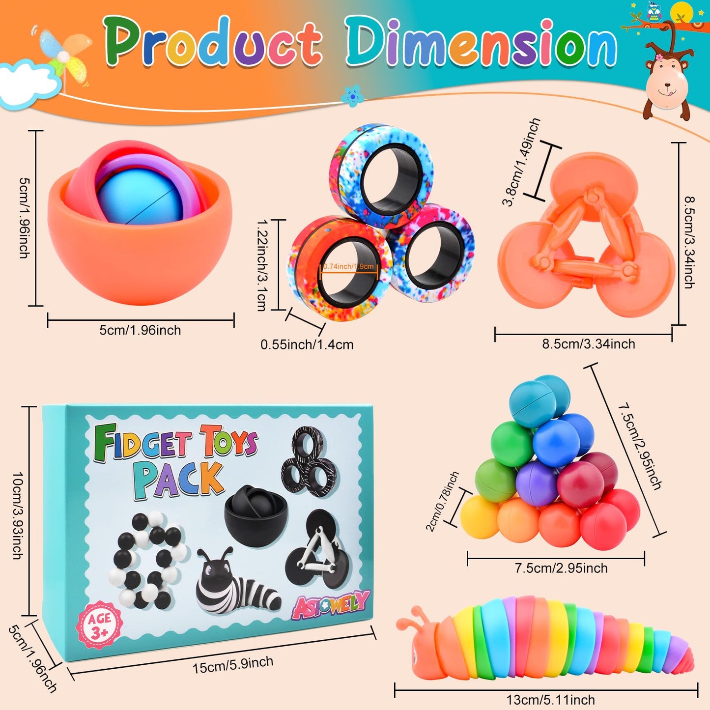 Fidget Toys Adults Pack, Fidget Spinner For Kids, 10Pc Sensory Toys Pack For Kids Teen Autism, Desk Toy Stress Relief Toys For A