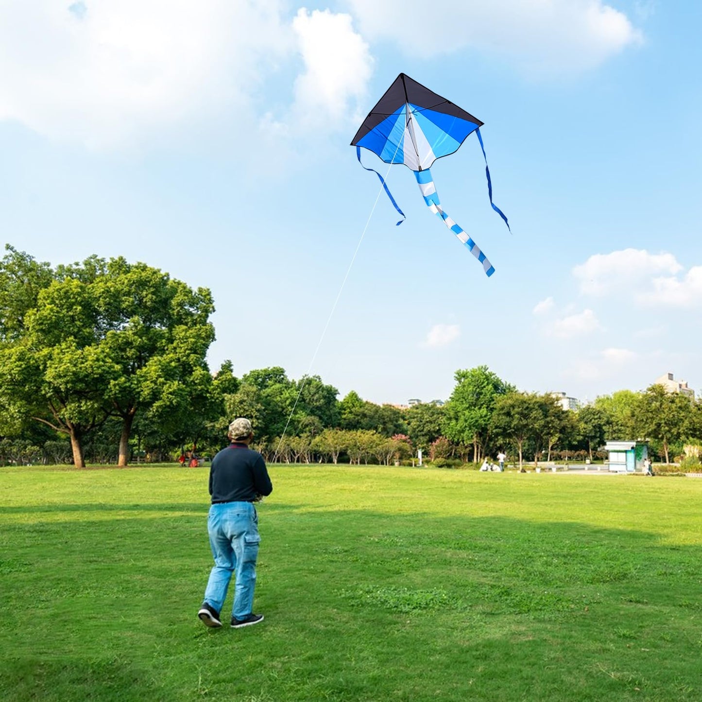 Simxkai 3 Pack Delta Kite, Green, Blue & Orange Kite For Kids & Adults, The Easiest Flying Beach Kites For Family Trip Outdoor G