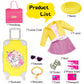 18 Inch Doll Clothes And Doll Accessories Case Luggage Travel Play Set Include Yellow Jacket, Top, Skirt, Hat, Handbag, Glasses, Bracelet... (No Doll)