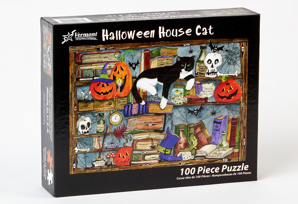 Halloween House Cat Jigsaw Puzzle By Vermont Christmas Company - 100 Piece, Large Pieces Perfect For Kids And Seniors