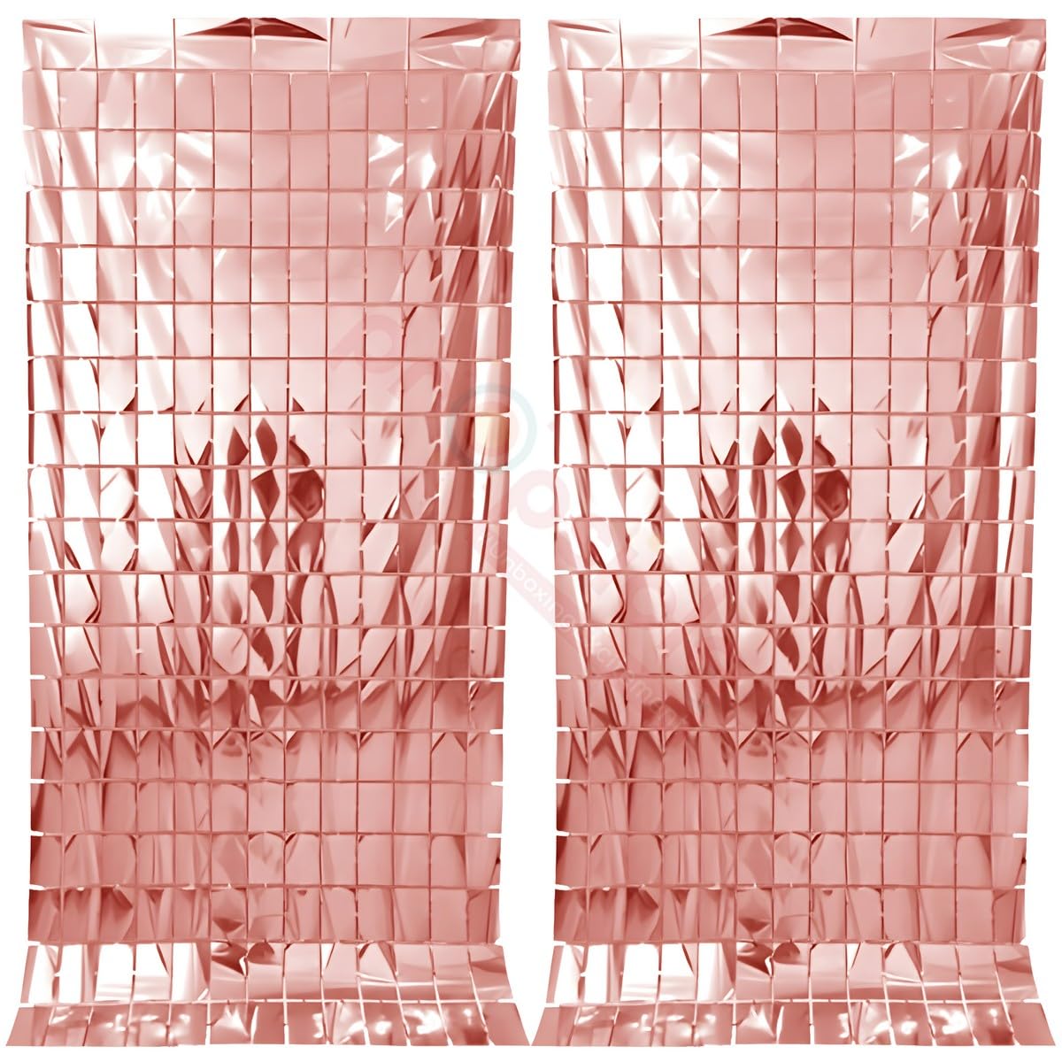 Propsicle Birthday Foil Curtain Pack Of 2 Rose Gold 3Ftx6Ft Fringe Square Curtains Party Decoration Anniversary Blackout, Bachel