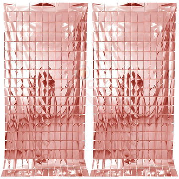 Propsicle Birthday Foil Curtain Pack Of 2 Rose Gold 3Ftx6Ft Fringe Square Curtains Party Decoration Anniversary Blackout, Bachel