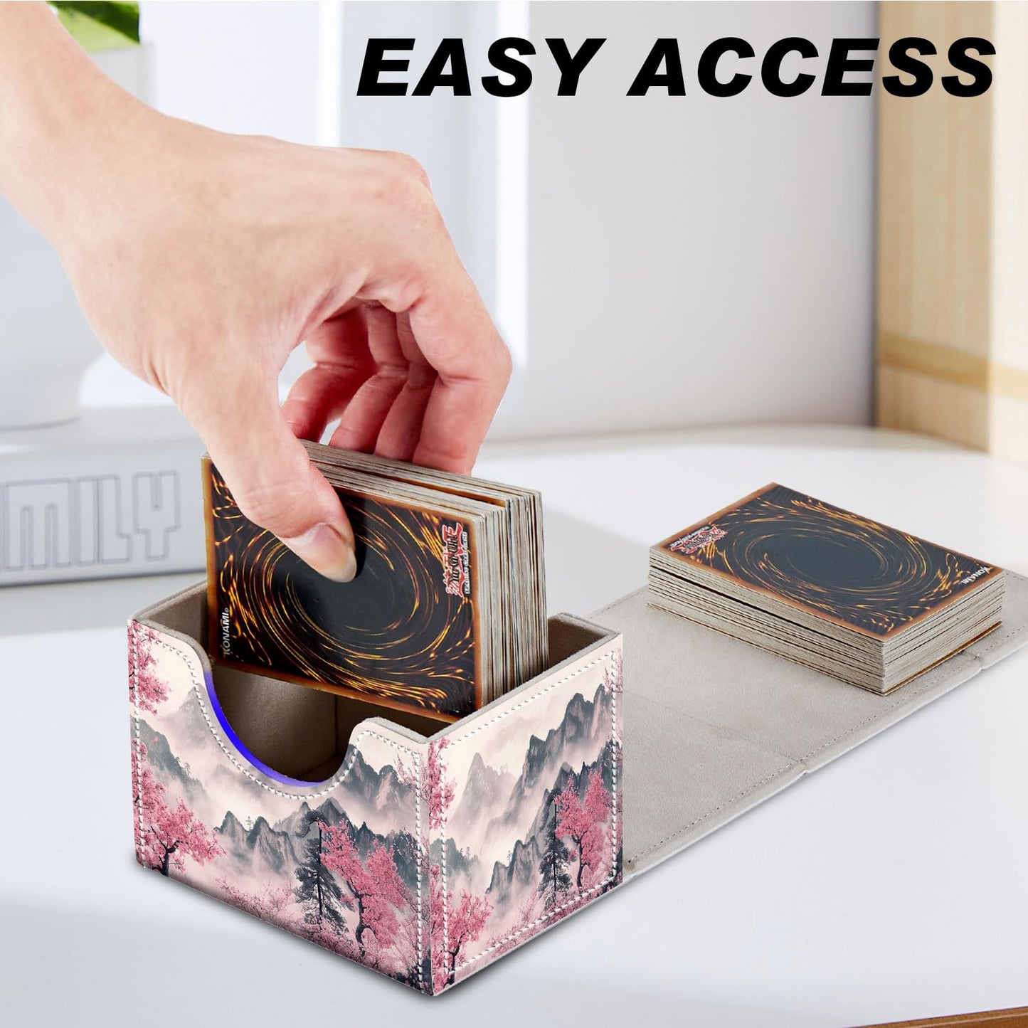 Degdfsgr Commander Card Game Storage Box For Tcg Mtg Deck Box Organizer Trading Card Case Magnetic Closure Creative Pattern Up T