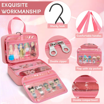 Ouutmee Doll Carrying Case Compatible With Lol Surprise Dolls, Toy Hanging Organizer Storage Bag For Girls With A Hanging Hook A