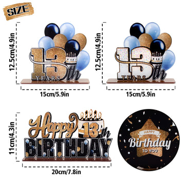 Lingteer Happy 13Th Birthday Gold Acrylic Table Topper Centerpieces Set - Cheers To Thirteen Years Old Birthday 13Th Bday Party Gift Decorations.