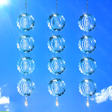 3D Wind Spinners Outdoor Flowing-Light Effect Courtyard Decorations, Highly Reflective Bird Deterrents for Outside, Mirrored Win
