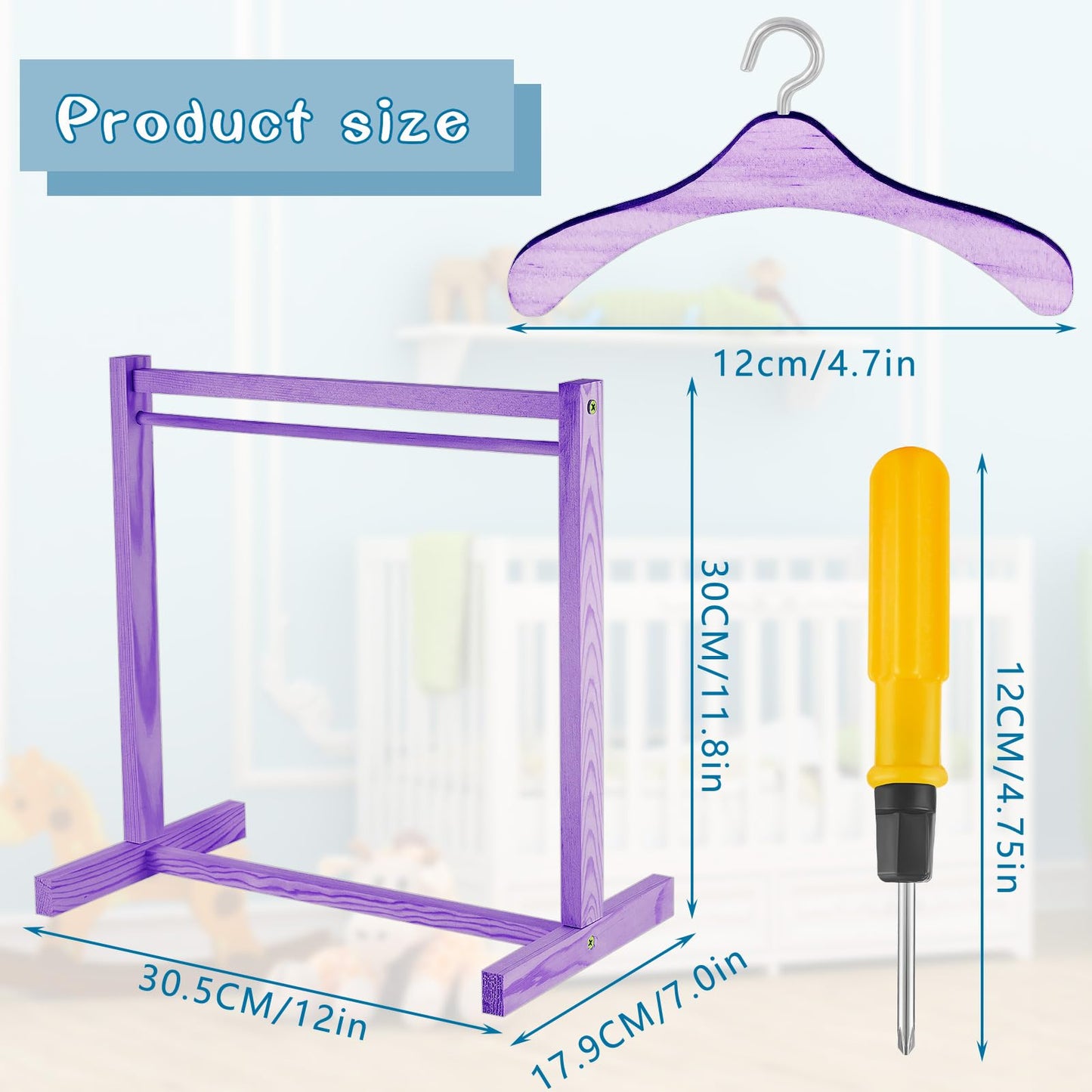 Civaner Doll Garment Rack With Wooden Clothes Hanger For 18 Inch Girl Doll Clothes Mini Hangers Wardrobe Furniture Accessories F