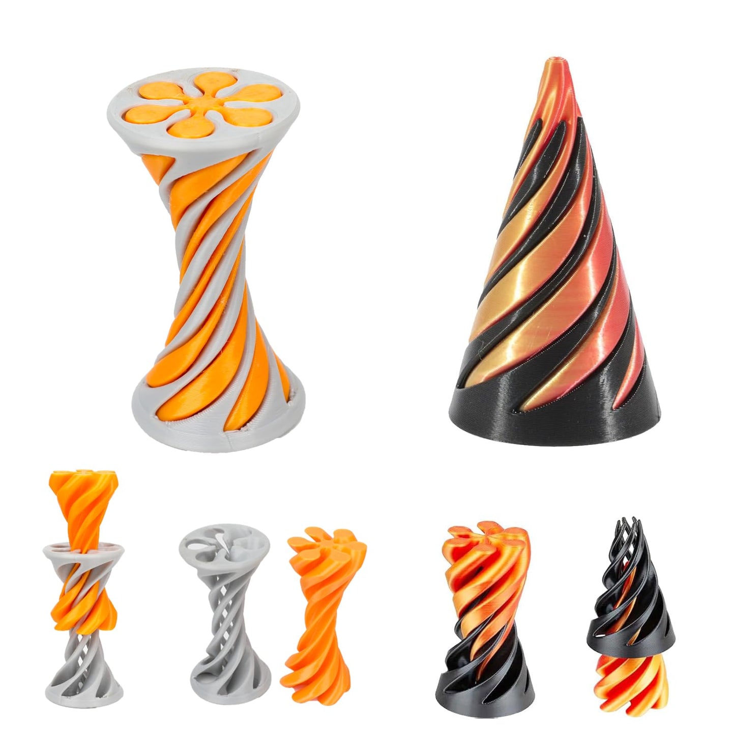 2Pcs Impossible Cone, 3D Printed Spiral Cone Fidget Toy Impossible Pyramid Passthrough Toy, Birthday Gift For Kids Adults Sensory Fidgets Toys For Anxiety Stress Relief, Christmas Stocking Stuffers