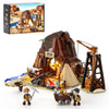 FUNWHOLE Wild West Gold Mine Lighting Building-Bricks Set - Western Prospectors Dig Entrance 658 Pcs Mining Playset for mature-themeds and West Lovers
