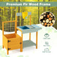 Honey Joy Kids Potting Bench Table, Fir Wood Outdoor Play Kitchen For Toddler, Transparent Root Viewer Window & Garden Trellis F