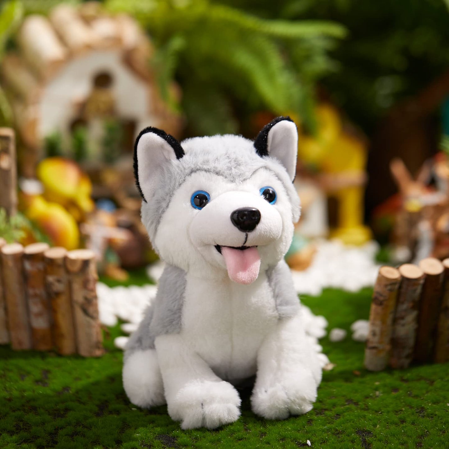 Athoinsu Light Up Husky Dog Stuffed Animal Soft Glowing Plush Puppy Toy With Magic Led Night Lights Children'S Day Birthday For Toddler Kids, 8''