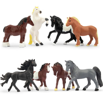 Toymany 12Pcs 2-3' Tiny Horse Figurines Toy Set, Plastic Pony Small Foal Figures, Easter Eggs Birthday Gift Cupcake Horse Cake Topper For Kids Toddlers