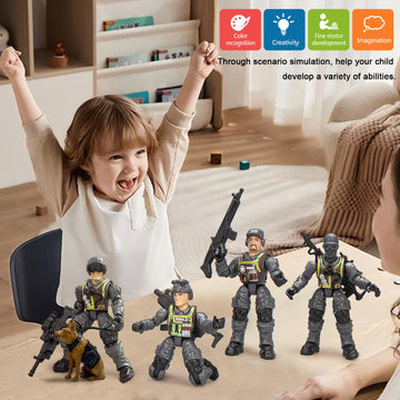 Baimiby Army Men 6 Pcs Soldier Toy Military Playset for Army Men Action Figure with  and 2 Police Dog Figures Army Toy Set Birthday Gift for Boys Age 4-7