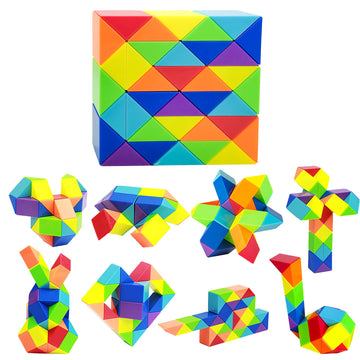 1Pc Snake Fidget Toy Cube Twist Puzzle 36 Wedges, Large Size Rainbow Magic Snake Toy Brain Teaser Stocking Stuffers Party Favors