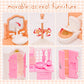 Hapgfs Doll House Mini Furniture 45 Pcs Dollhouse Furniture Set Accessories Pretend Play Bedroom Living Room Bathroom Kitchen Fo