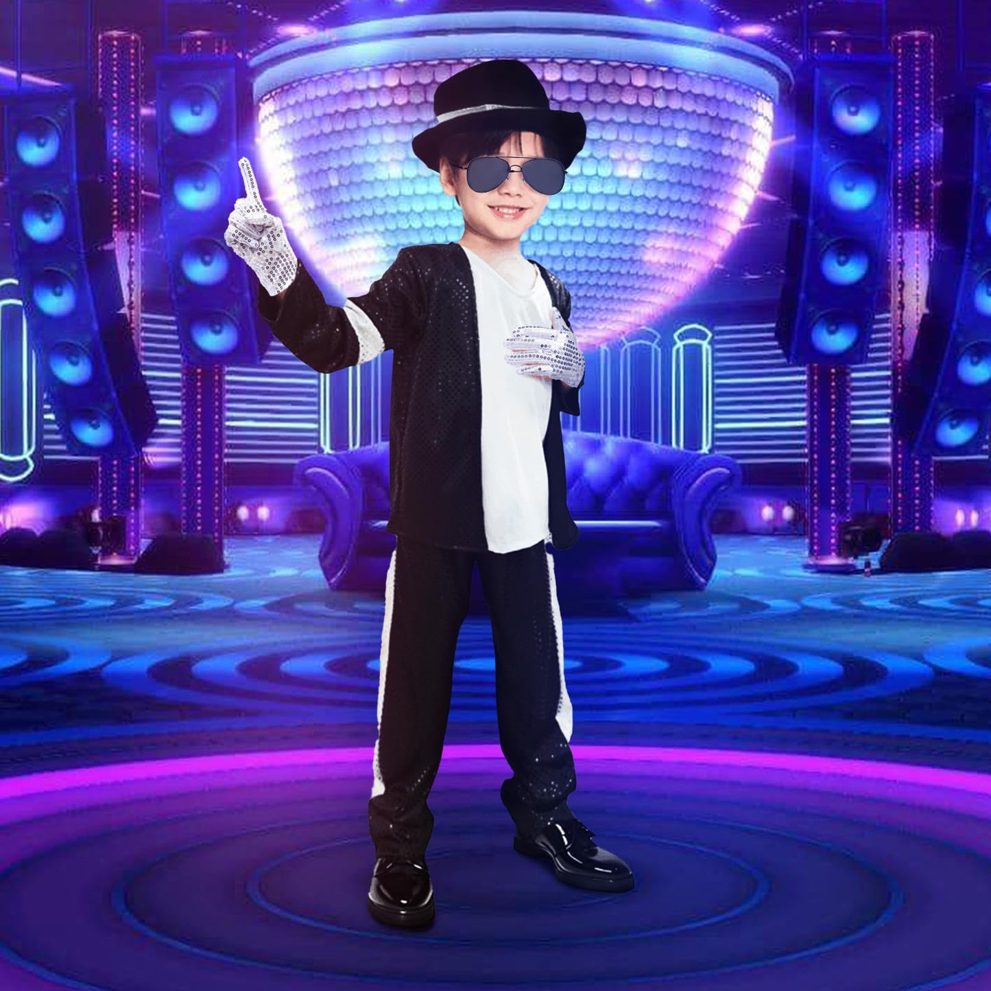 Actlati Kids Dance Star Costume Boys 80S 90S Pop Stage Halloween Cosplay Set For Hip Hop Disco Role Play Kits 4-9 Years
