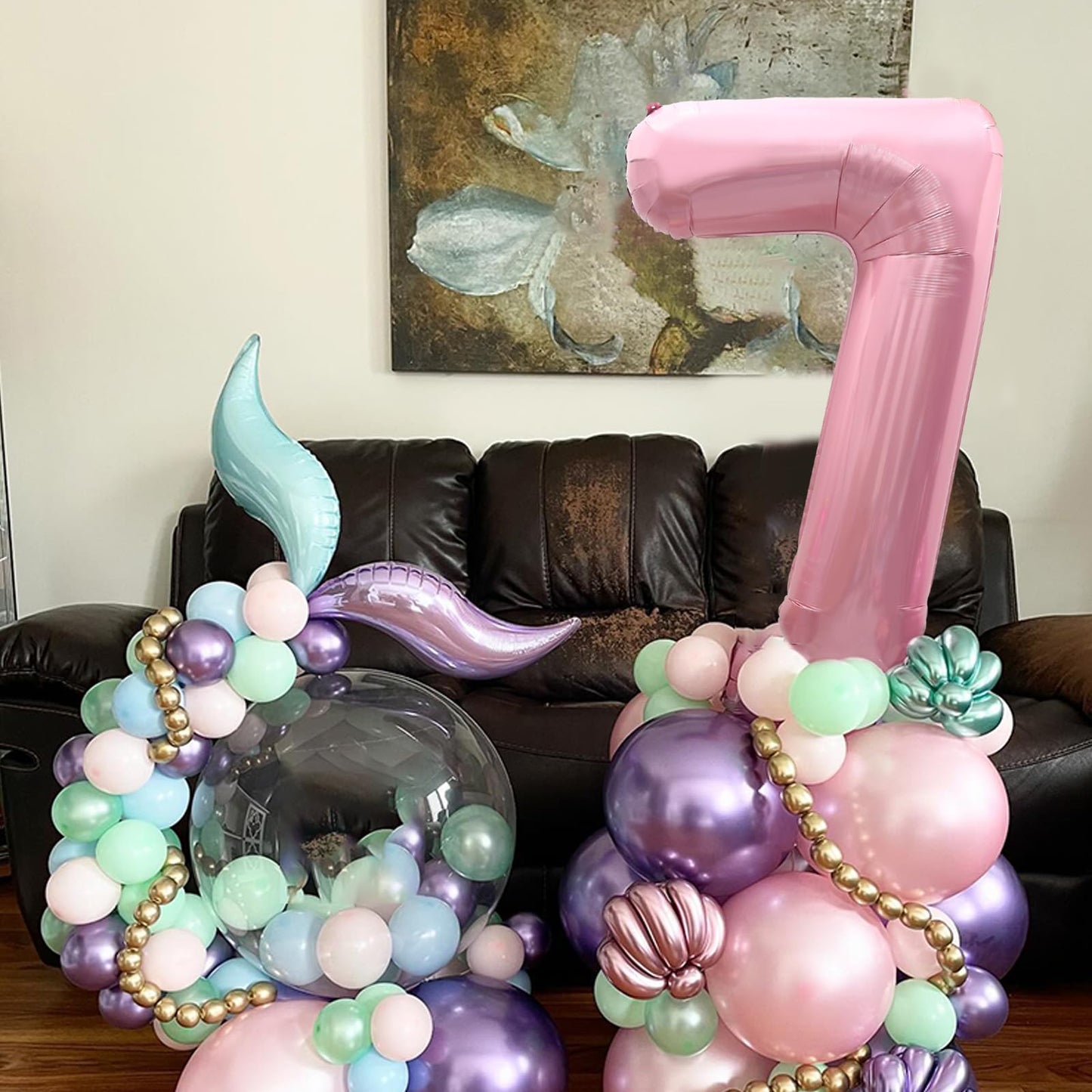 40 Inch Pink Number 6 Balloons, Large Balloon Number Foil Number Balloons, Light Pink 6th Foil Birthday Balloon for Girls Birthd