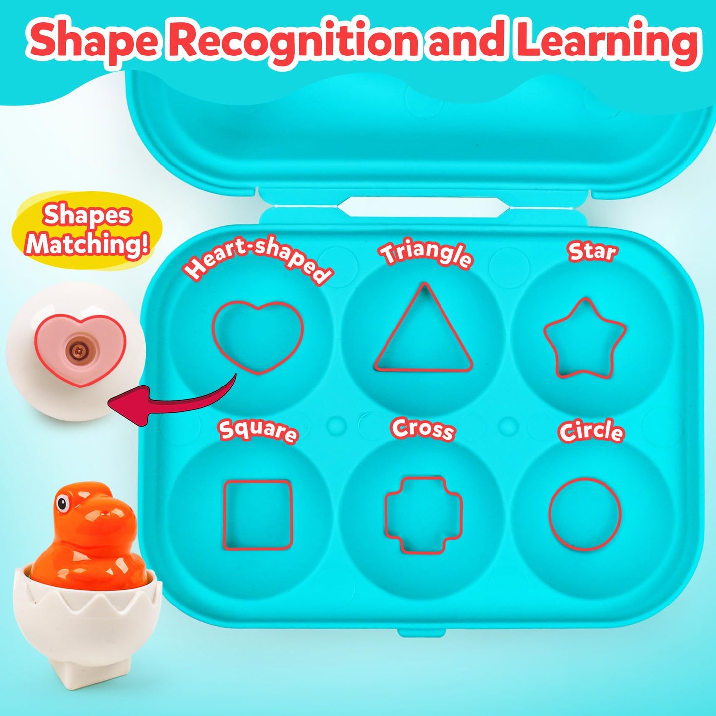 Dinosaur Matching Eggs Toys For Toddlers- Montessori Sensory Fun Educational Learning Fine Motor Puzzle Matching Games Best Easter Basket Stuffers Birthday Gifts For 1-3 Years Old Boys Girls