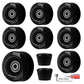 Nezylaf 8 Pack 32 x 58  82A Quad Roller Skate Wheels with Bearing Installed and 2 Toe Stoppers for Double Row Skating Replacment Accessories Suitable for Outdoor or Indoor