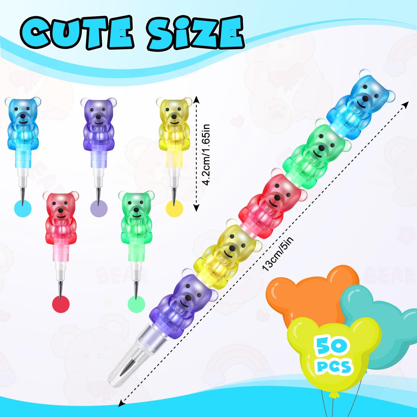 Chinco 20 Pieces Stackable Plastic Bear Pencils Kids Stacking Point Pencils 5 In 1 Colored Party Favors For Birthday Party Supplies Goodie Bag Filler School Fun Equipment